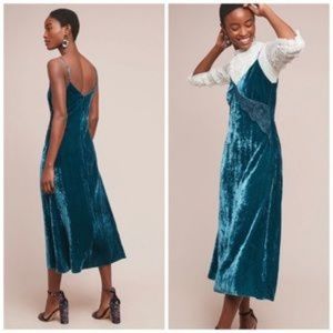 Anthropologie Beatrice B Velvet Blue Slip Dress **